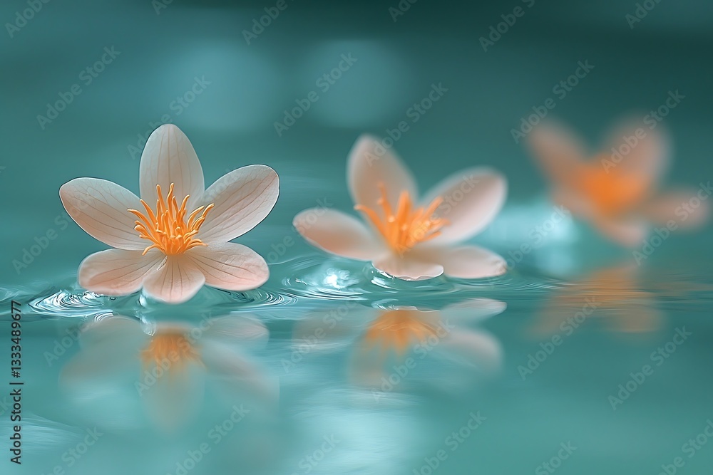 Floating Flowers for Teal Water, Serenity. Floating Flowers for Teal Water, Serenity.