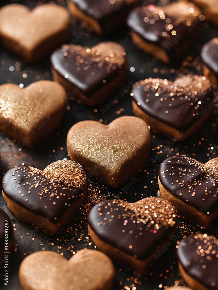 Heart-Shaped Cookies with Gold Glitter Heart-Shaped Cookies with Gold Glitter