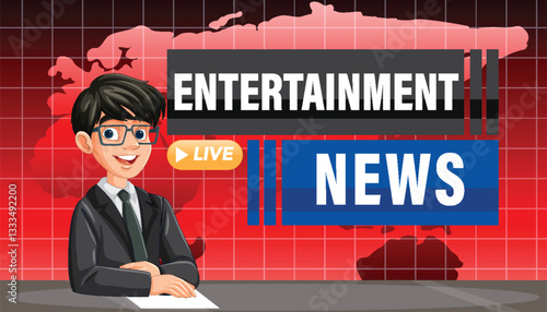 Animated Entertainment News Broadcast Illustration