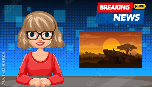 Animated News Anchor Illustration