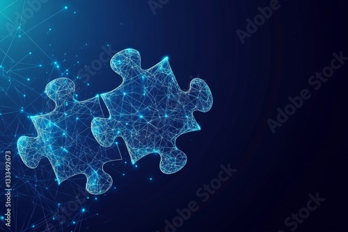 Abstract digital puzzle pieces connecting, technology background