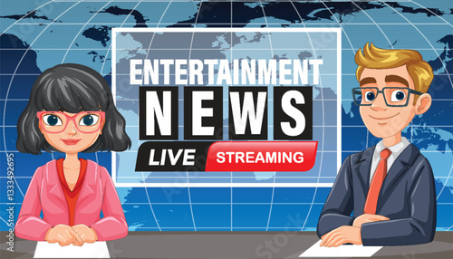 Animated News Broadcast Illustration