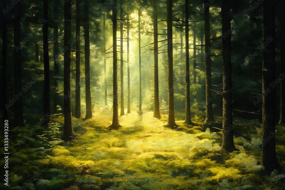 Fototapeta premium Sunlit Forest Path