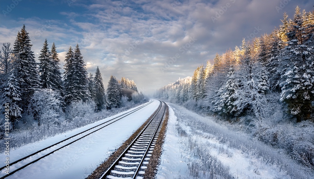 Fototapeta premium snowy railway in winter