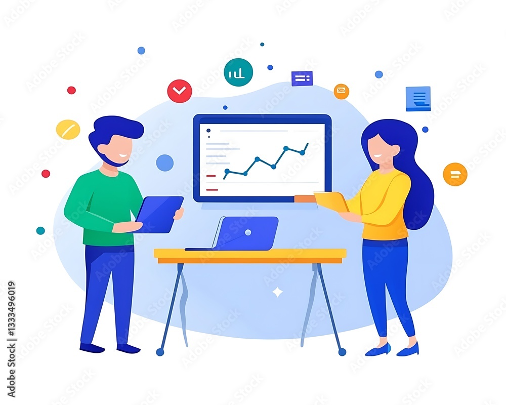 Fototapeta premium Business colleagues reviewing data charts at the office