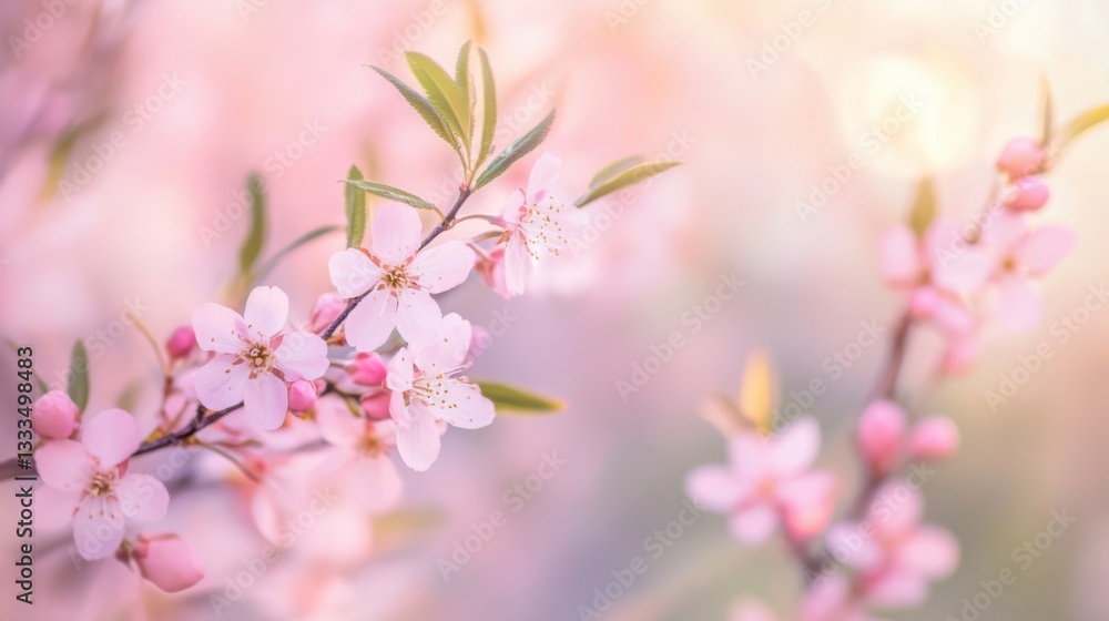 Delicate Willow and Peach Blossoms in Harmony, Symbolizing Renewal and Serenity of Spring Delicate Willow and Peach Blossoms in Harmony, Symbolizing Renewal and Serenity of Spring