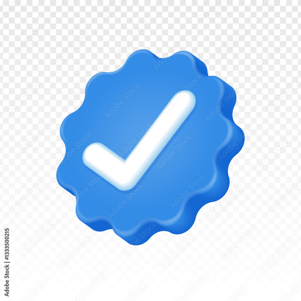 3D Blue Check Mark Icon for Verification and Authenticity 3D Blue Check Mark Icon for Verification and Authenticity