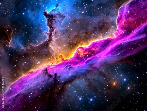 Discover the breathtaking beauty of a Starry Nebula taking the shape of a slumbering angel in this celestial dreamscape Explore the vibrant colors and intricate details of this cosmic wonder Witness