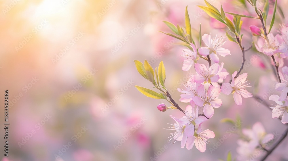 Delicate Willow and Peach Blossoms in Harmony, Symbolizing Renewal and Serenity of Spring Delicate Willow and Peach Blossoms in Harmony, Symbolizing Renewal and Serenity of Spring