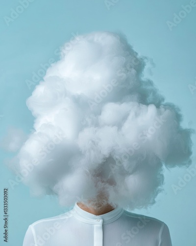 Wallpaper Mural Creative Concept of Person with Cloud Head for Abstract Art and Imagination Representation Torontodigital.ca