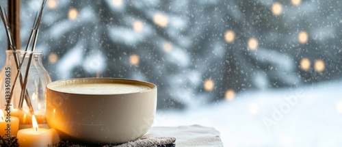 Hygge Winter Comfort National Cheese Fondue Day Aesthetic - Cozy Culinary Experience with Soft Candlelight and Seasonal Wellness Styling photo