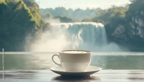 Waterfall Coffee Morning Serenity.
