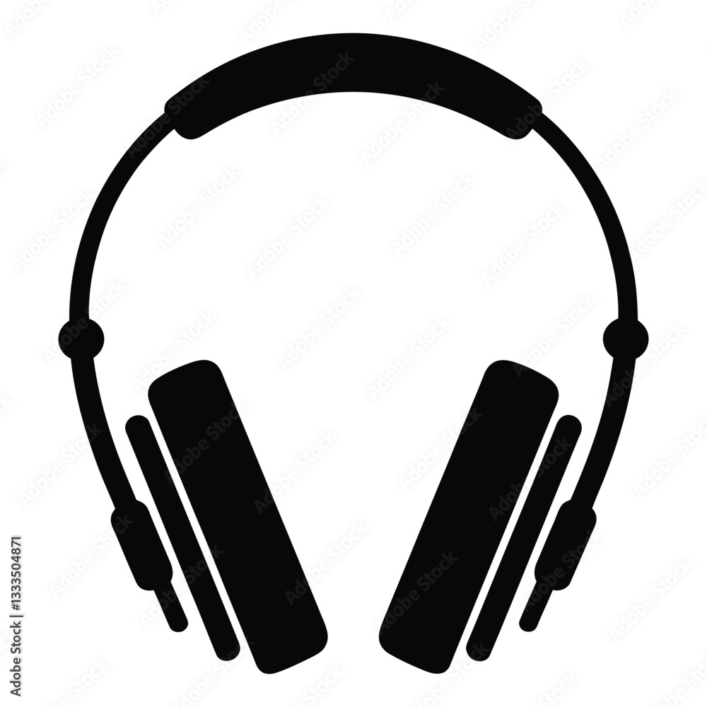 Obraz premium Headphones Silhouette, Vector, Icon, Logo, White Background.