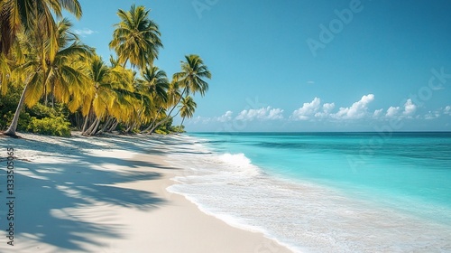 Wallpaper Mural Serene Pristine Caribbean Beach with Palm Trees and Soft Waves Torontodigital.ca