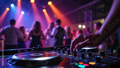DJ mixing music at a lively dance party