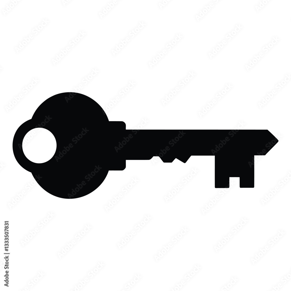 Key Silhouette, Vector, Icon, Logo, White Background. Key Silhouette, Vector, Icon, Logo, White Background.