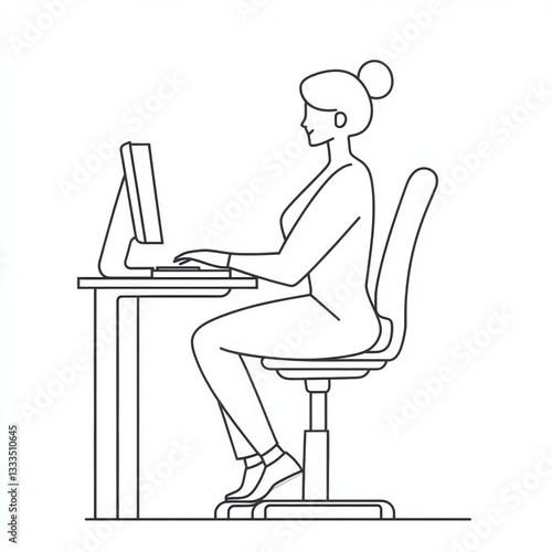 Woman Working at Computer