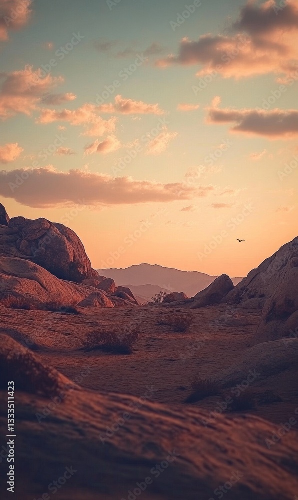 Naklejka premium Desert landscape sunset view