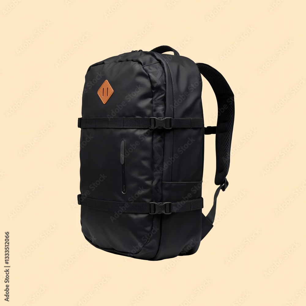 Naklejka premium Black Travel Backpack: Durable & Versatile Carry-On