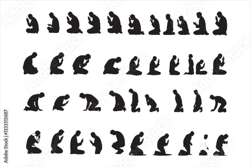 Muslim Praying silhouette praying symbol vector illustration