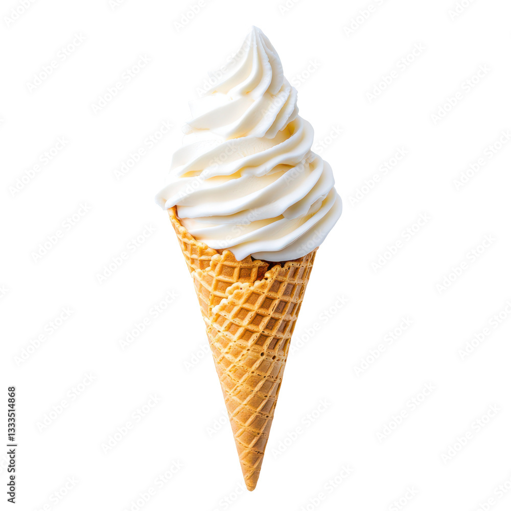 Creamy Delight: A soft-serve ice cream cone, with its spiraled swirl of vanilla ice cream nestled in a crisp waffle cone, captured in exquisite detail. Creamy Delight: A soft-serve ice cream cone, with its spiraled swirl of vanilla ice cream nestled in a crisp waffle cone, captured in exquisite detail.