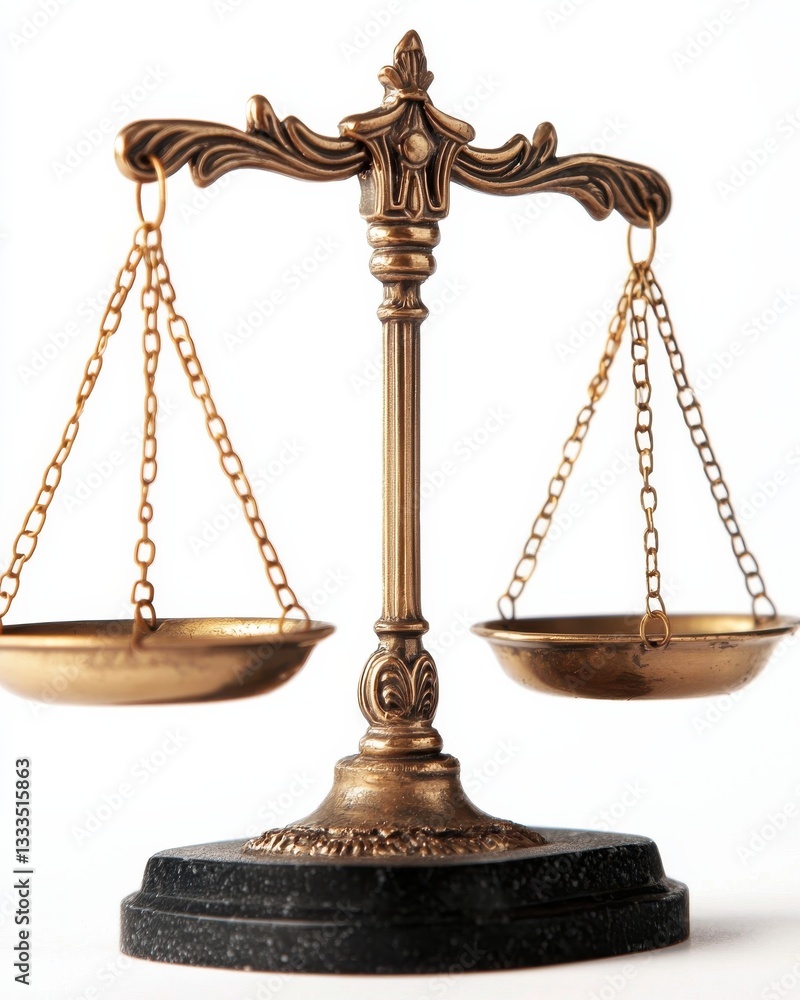 Antique Bronze Scales of Justice on a White Background for Law and Legal Concepts Antique Bronze Scales of Justice on a White Background for Law and Legal Concepts