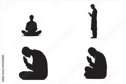Muslim Praying silhouette praying symbol vector illustration