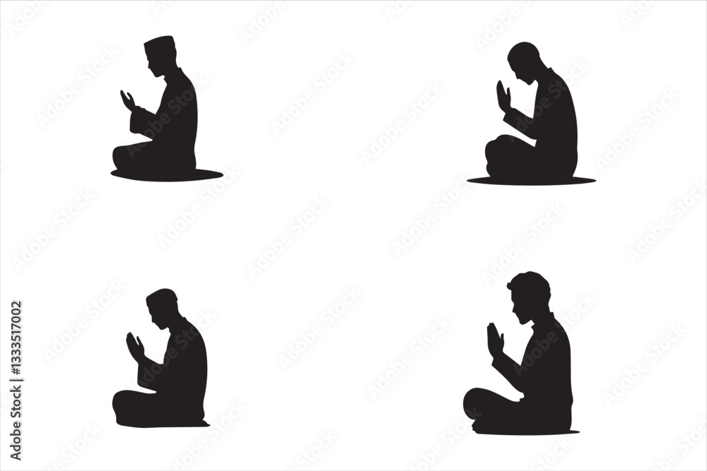 Muslim Praying silhouette praying symbol vector illustration Muslim Praying silhouette praying symbol vector illustration