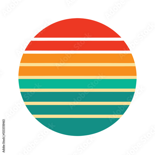Retro Sunset Circle Graphic Design retro  t-shirt design. 