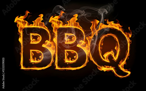 Molten Fire BBQ Typography with Intense Flames and Embers