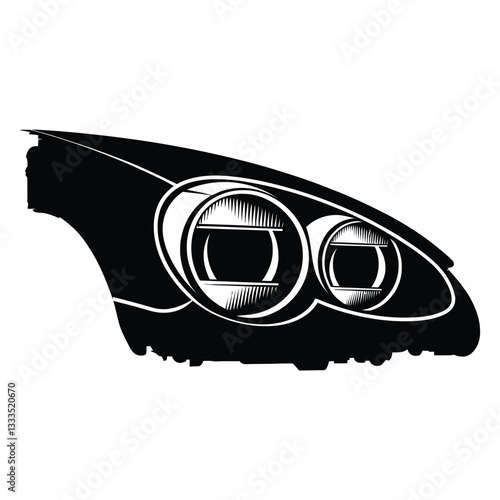 Headlight Restoration Silhouette, Vector, Icon, Logo, White Background.