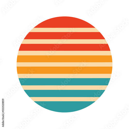 Retro Sunset Circle Graphic Design retro  t-shirt design. 