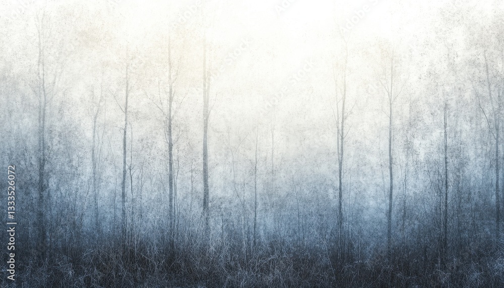 Fototapeta premium Abstract Forest Scene in Fog: Blue and White Grainy Texture