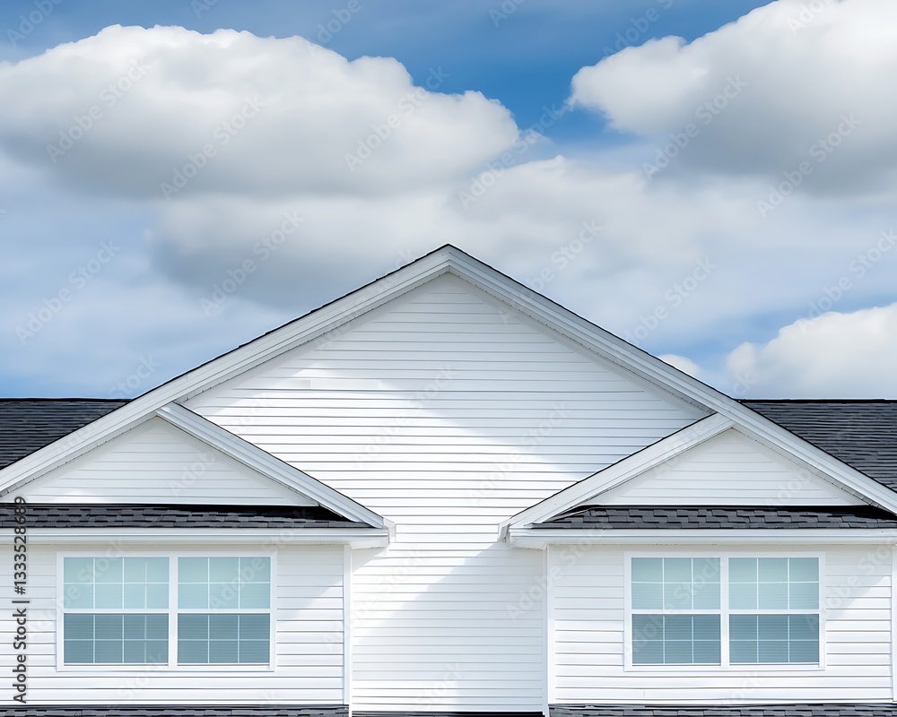 White House Gable for Blue Sky, Clouds. White House Gable for Blue Sky, Clouds.