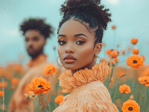 Woman for Poppies, Field, Portrait.