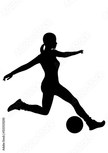 サッカー選手 女性 フットボール シルエット