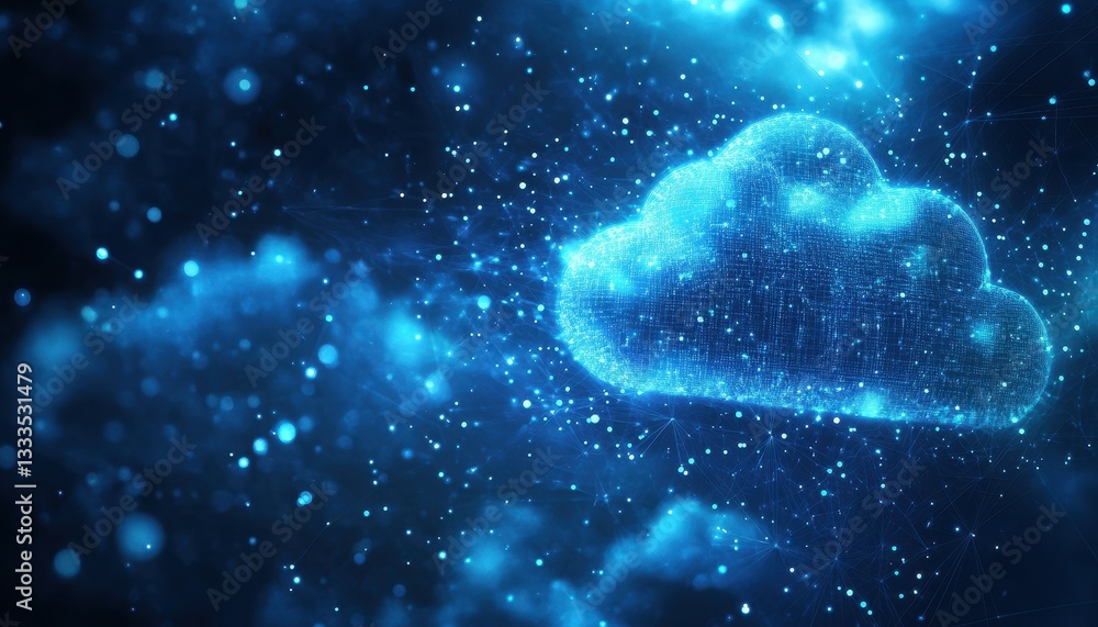 Glowing Blue Digital Cloud Abstract Background Glowing Blue Digital Cloud Abstract Background