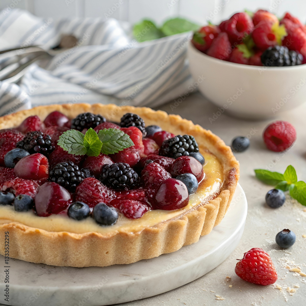 Fresh homemade pie made from organic berries Fresh homemade pie made from organic berries