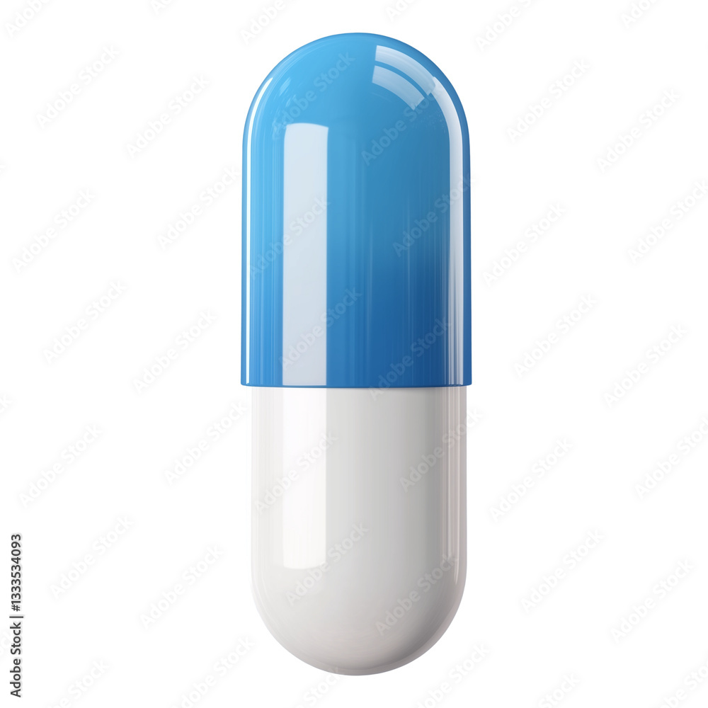 3D Render of a Simple Blue and White Capsule on Transparent Background 3D Render of a Simple Blue and White Capsule on Transparent Background