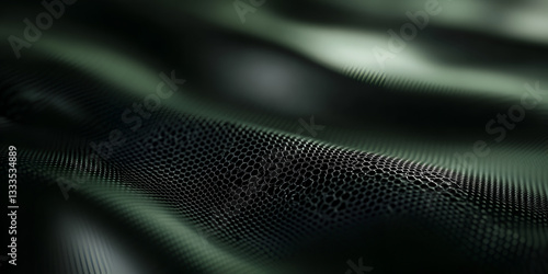 Futuristic Dark Wavy Texture with Hexagonal Digital Pattern