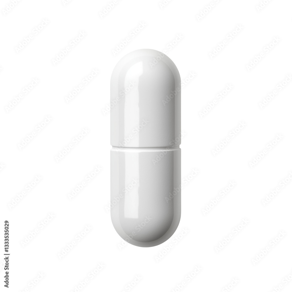 White Single Table Pill on Transparent Background White Single Table Pill on Transparent Background
