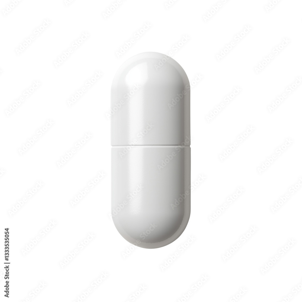 White Single Table Pill on Transparent Background White Single Table Pill on Transparent Background
