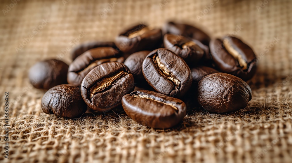 A macro shot of espresso coffee beans rich in texture A macro shot of espresso coffee beans rich in texture