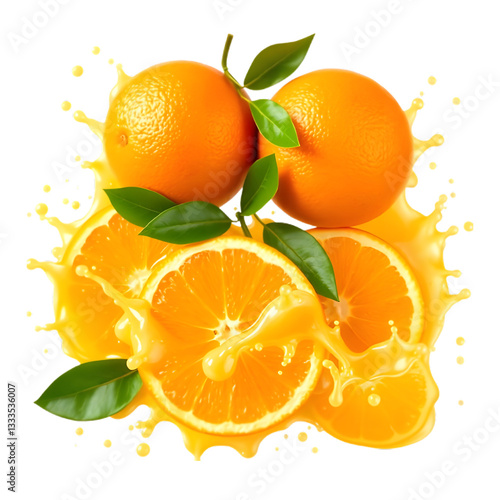 Fresh orange and orange slices 