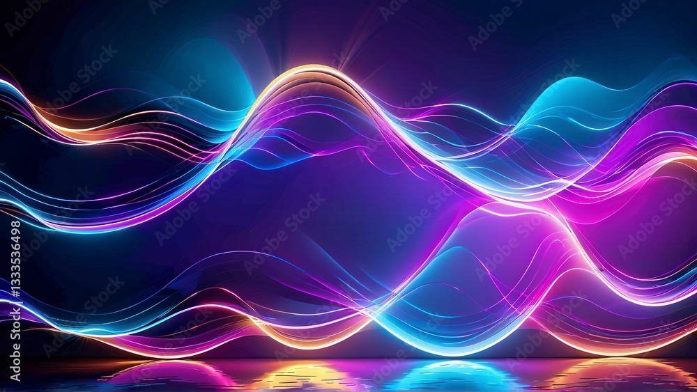 Fototapeta premium Electric Neon Swirls: Vibrant Abstract Digital Art with Glowing Lines and Dynamic Colors