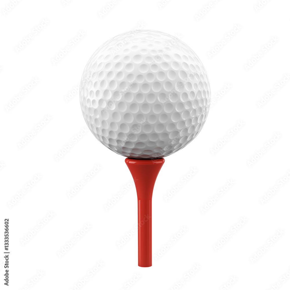 3D Render of a Golf Ball on a Red Tee on Transparent Background 3D Render of a Golf Ball on a Red Tee on Transparent Background