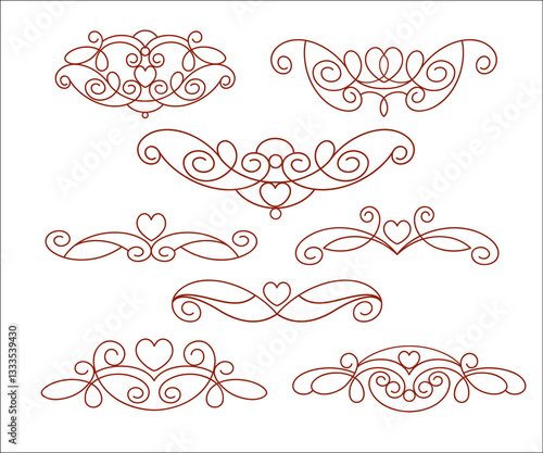 1018.eps Set of  decorative elements for design isolated, editable. From the largest and best collection of decorative elements .