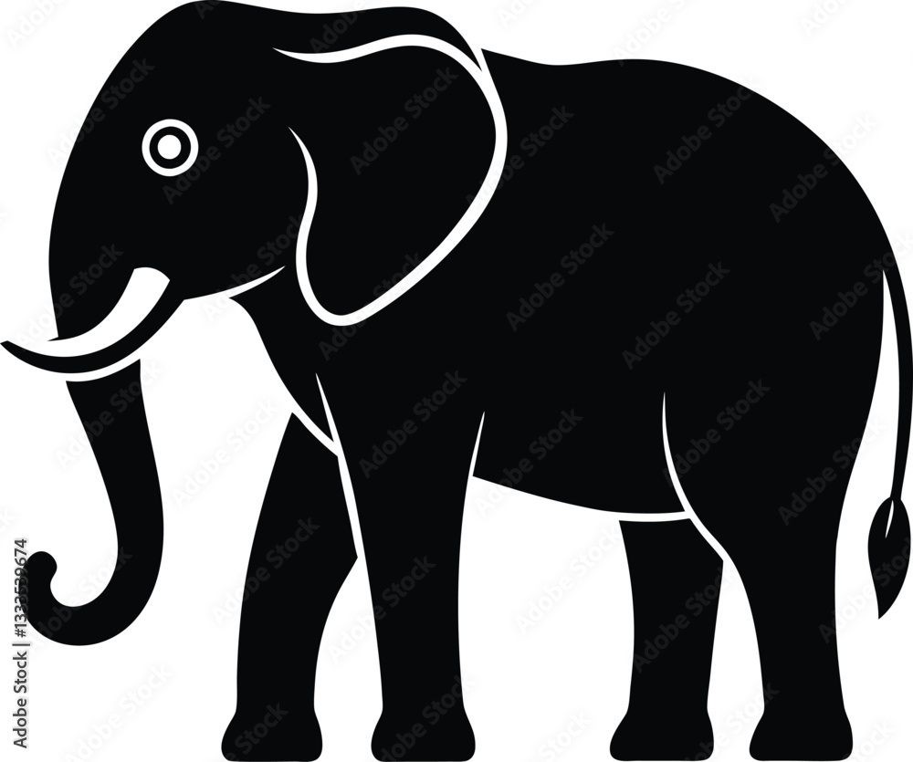 Fototapeta premium Elephant Silhouette Vector Design, Elephant Icon