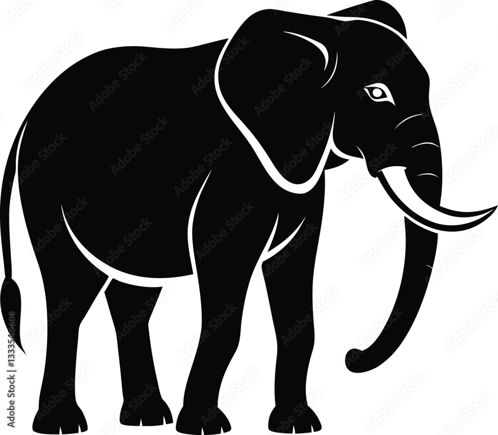 Fototapeta premium Elephant Silhouette Vector Design, Elephant Icon