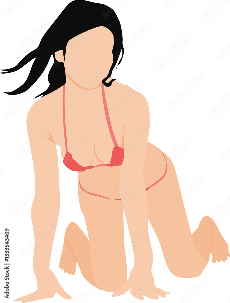 Fototapeta premium ポーズをとる水着を着た女性のイラスト